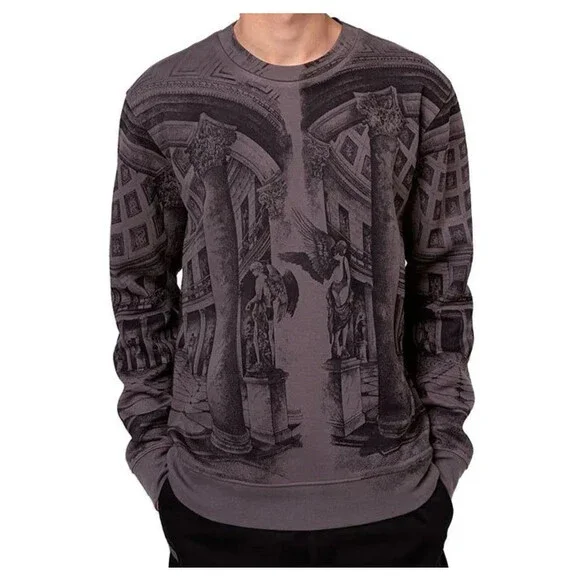 Hugo Boss Dadded Men's Oversized Charcoal Printed Sweatshirt Size S - Picture 10 of 11